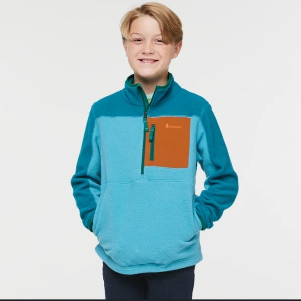 Cotopaxi Abrazo Half-Zip Kids Teal Fleece Jacket - Large